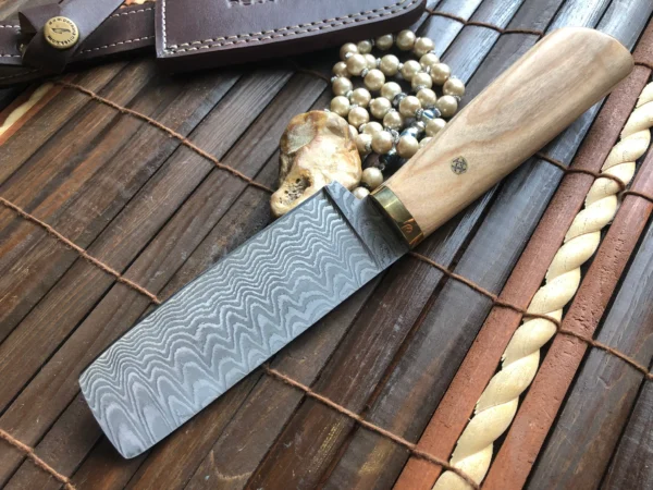 Damascus Chef Knife with Pear wood & Mosaic Pin Handle - Image 7