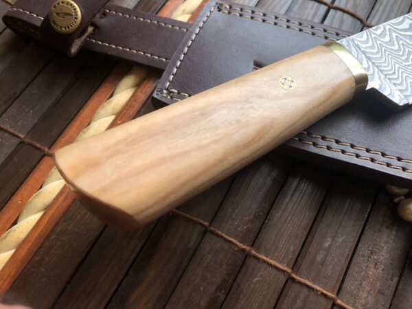 Damascus Chef Knife with Pear wood & Mosaic Pin Handle - Image 9