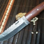 Handmade Damascus Hunting Knife with Leather Sheath