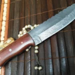 Handmade Damascus Hunting Knife with Leather Sheath - Image 3