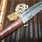 Handmade Damascus Hunting Knife with Leather Sheath - Image 5