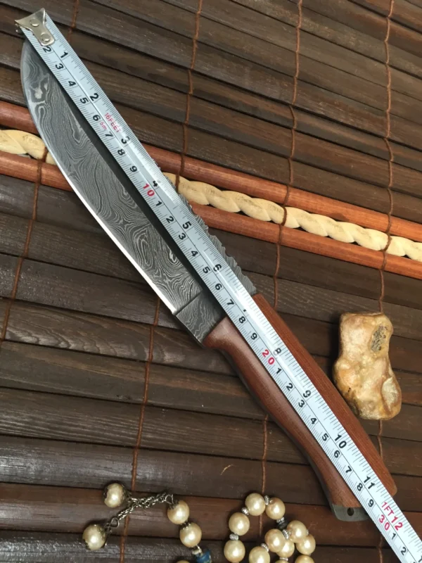 Handmade Damascus Hunting Knife with Leather Sheath - Image 7