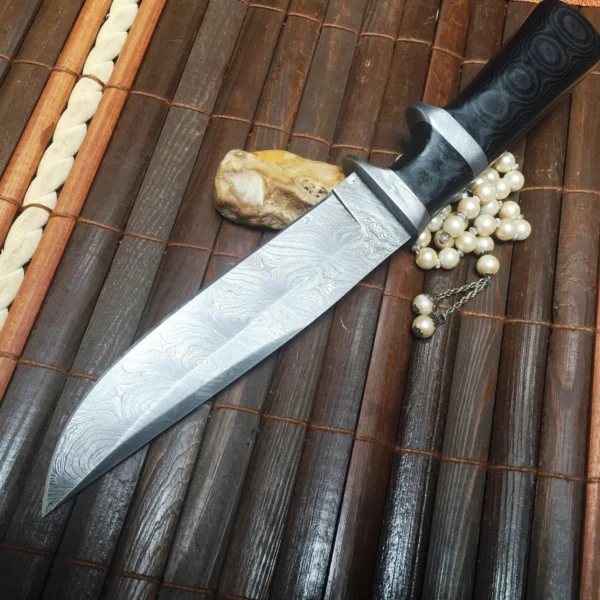 Handmade damascus steel hunting knife with leather sheath - Bowie knife - Image 2
