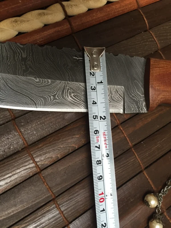 Handmade Damascus Hunting Knife with Leather Sheath - Image 8