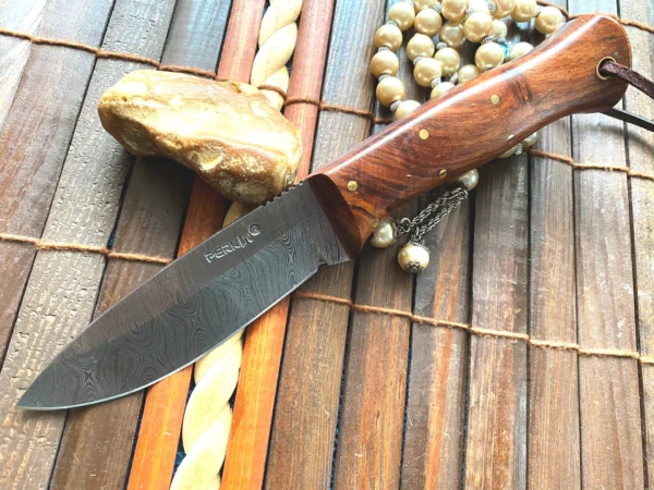 Damascus Knife Handmade Hunting Knife with Sheath 7.8 inches Fixed Blade Knife - 59 - Image 2