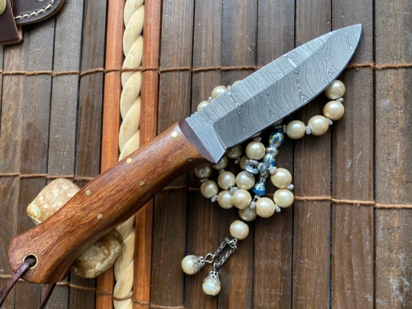Damascus Knife Handmade Hunting Knife with Sheath 7.8 inches Fixed Blade Knife - 59 - Image 4