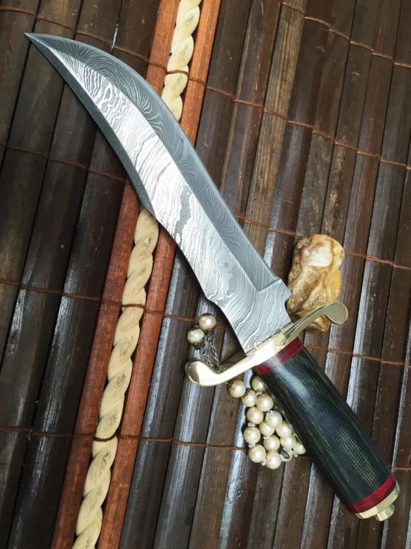 Fixed Blade Hunting Knife With Sheath Damascus Steel Bowie Knife - Image 2