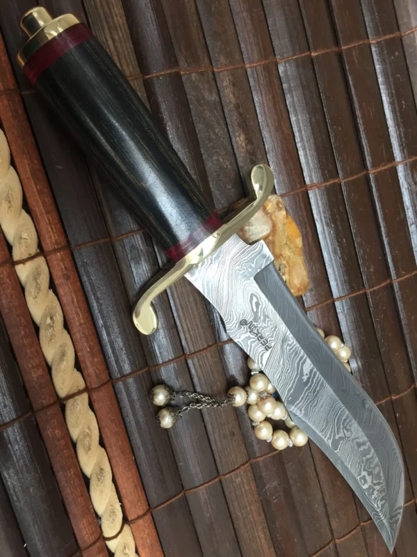 Fixed Blade Hunting Knife With Sheath Damascus Steel Bowie Knife - Image 3