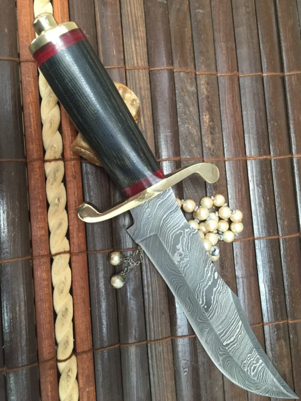 Fixed Blade Hunting Knife With Sheath Damascus Steel Bowie Knife - Image 4