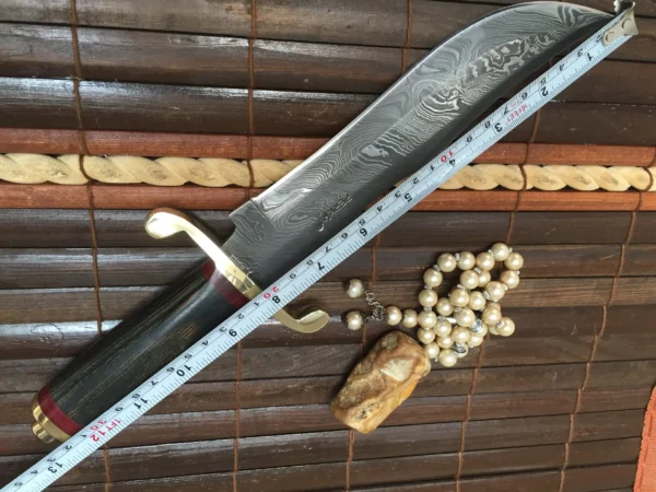 Fixed Blade Hunting Knife With Sheath Damascus Steel Bowie Knife - Image 6