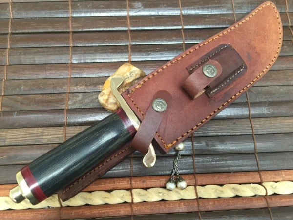 Fixed Blade Hunting Knife With Sheath Damascus Steel Bowie Knife - Image 9