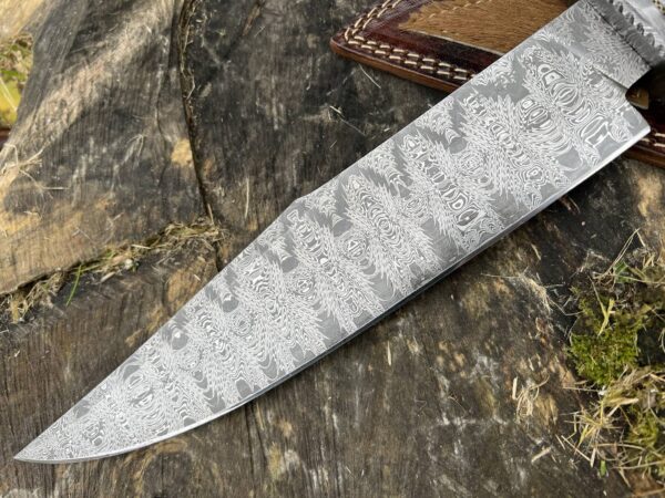 Fixed Blade Hunting Knife Bowie Knife Handmade Stag Antler Handle Unique Pattern One Kind of Handcrafted Hunting Knife - Image 6