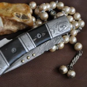 Custom Made Damascus Folding Knife - Work of Art By Koobi