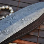Beautiful Damascus Hunting/Bowie with Burl Wood Handle - Image 3