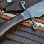 Beautiful Damascus Hunting/Bowie with Burl Wood Handle - Image 4