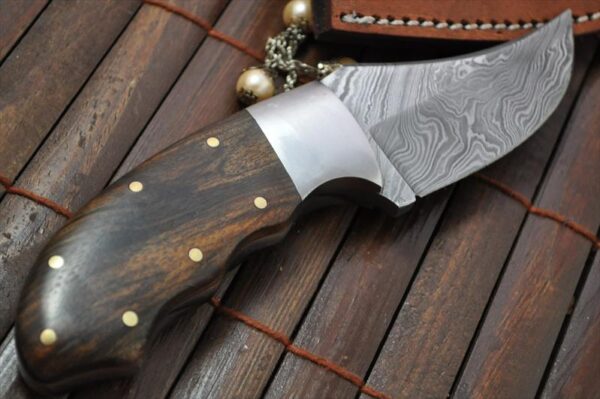 Handmade Bushcraft Hunting & Camping Knife with Burl Wood - Image 2