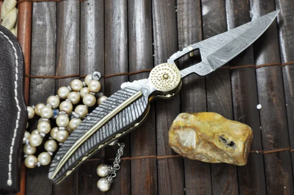 Handmade All Damascus Folding knife - Work of Art - Image 2