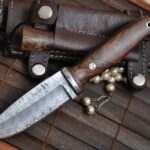 Custom Damascus Hunting/Bushcraft Knife with Handmade leather sheath - Image 4