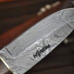 Custom Damascus Hunting Knife with Burl wood & Mammoth Bone Handle - Image 3