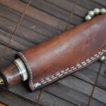 Custom Damascus Hunting Knife with Burl wood & Mammoth Bone Handle - Image 5