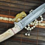 CUSTOM HANDMADE DAMASCUS HUNTING KNIFE - BOWIE KNIFE WITH SHEATH