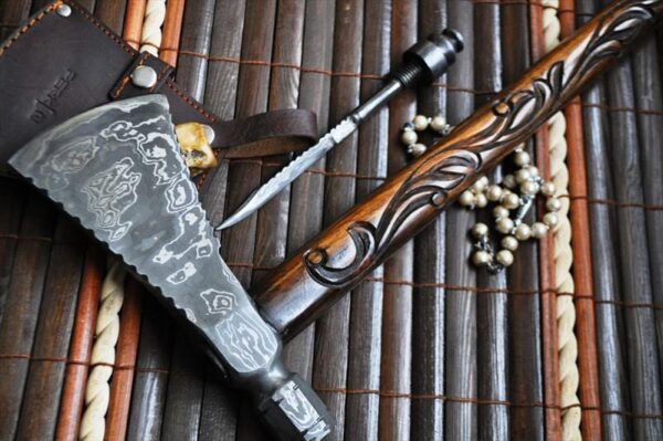Tomahawk Axe with Beautiful Walnut Hatchet - Image 2
