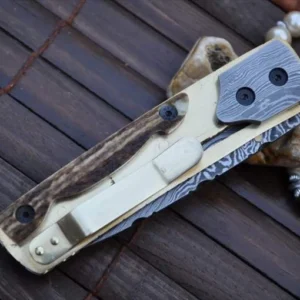 Custom Handmade Pocket Knife - Folding Knife Stag Handle