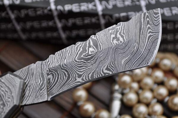 Custom made All Damascus Pocket Knife Damascus handle - By Koobi - For C amping and Bushcraft - Image 3