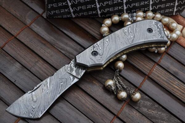 Custom made All Damascus Pocket Knife Damascus handle - By Koobi - For C amping and Bushcraft - Image 5