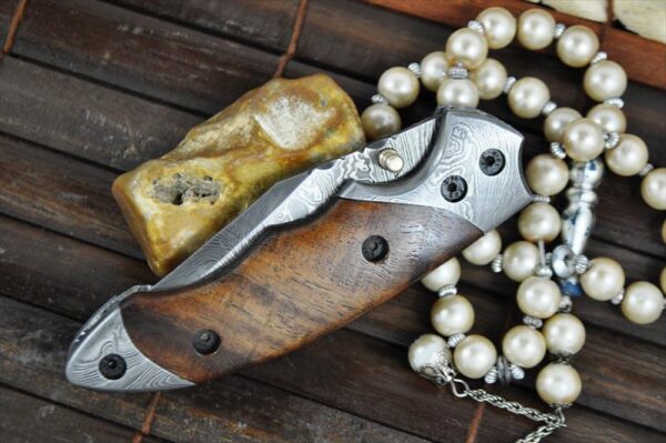 Custom made Damascus Folding Knife - Perkins English Handmade knives - MW - Image 3
