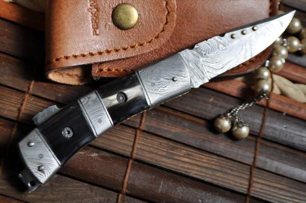 Custom Made Damascus Folding Knife - Work of Art By Koobi - Image 5
