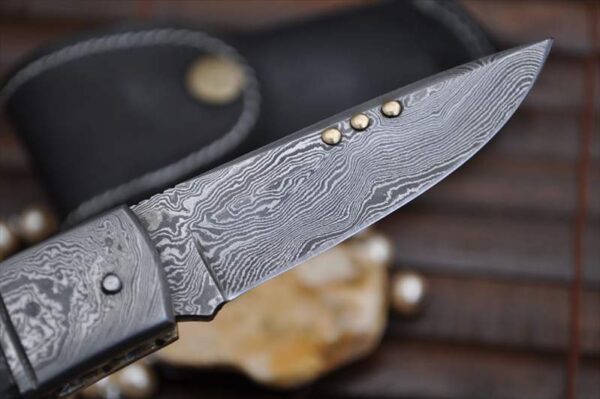 Custom Made Damascus Folding Knife - Work of Art By Koobi - Image 3