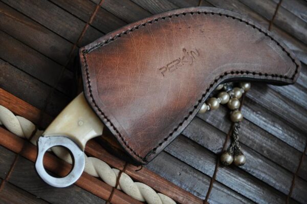 Damascus Hunting Knife with Bone Handle (Karambit Knife) - Image 5