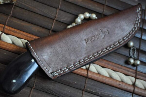 Full Tang Damascus Hunting Knife with Buffalo Horn Handle - Image 5