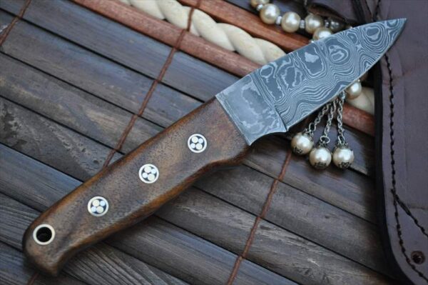 Damascus Hunting Knife With Sharpener And Sheath - Image 2