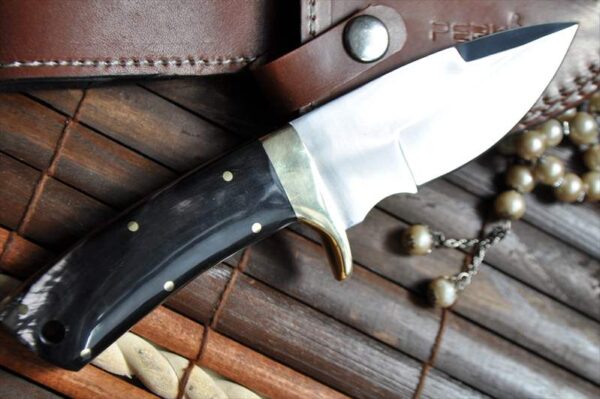 Handcrafted Hunting Knife with Bull Horn Handle - Image 2