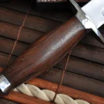 Handmade 440c Steel Hunting Knife with Burl Wood - Image 4