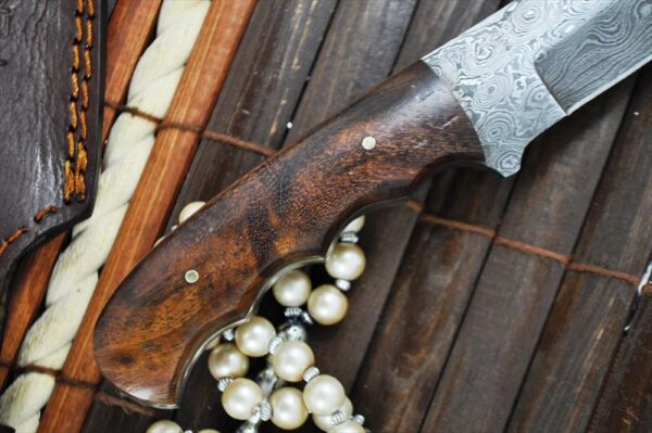 Handcrafted Damascus Steel Hunting Knife - Unique File Work In Spine - Image 4