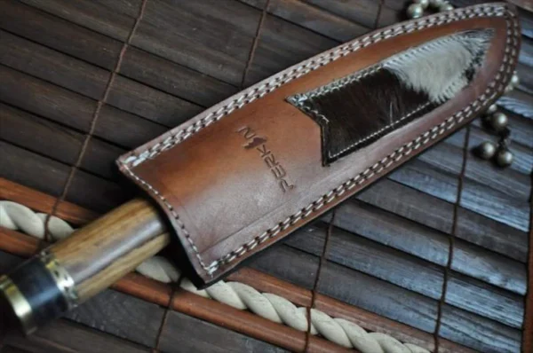 Handcrafted Damascus Chef Knife Root Wood & Mosaic Pin Handle - Image 5