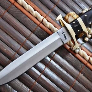 Beautiful Handcrafted 440c Steel Hunting Knife with Bull Horn & Brass Handle