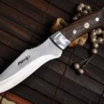 Handcrafted Hunting 440c Steel Knife with Burl Wood Handle