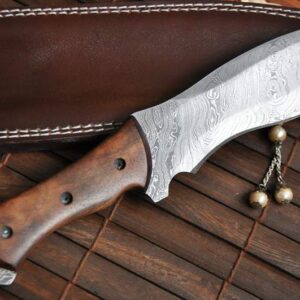 Full Tang Damascus Survival Knife with Leather Sheath