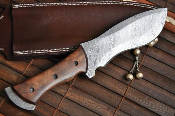 Full Tang Damascus Survival Knife with Leather Sheath