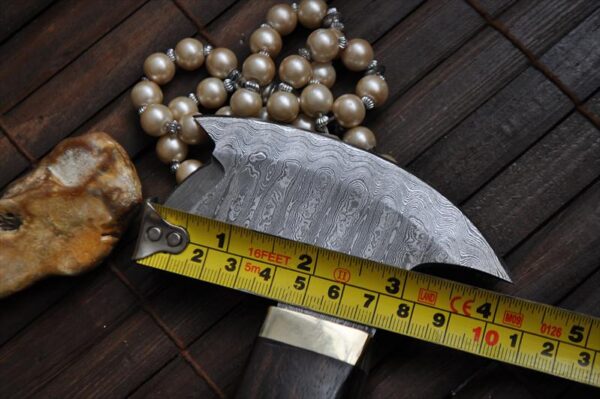 Handmade Damascus Axe with Burl Wood Mosaic Pins Handle - Image 5