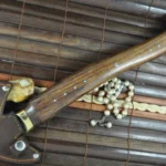 Handmade Damascus Axe with Burl Wood & Steel Pins Handle - Image 5