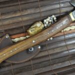 Handmade Damascus Axe with Burl Wood & Steel Pins Handle