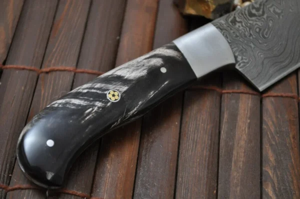 Handmade Damascus Chopper Knife with Buffalo Horn Handle - Image 4