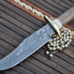 Damascus Hunting Knife with Mammoth Bone & Olive Wood Handle