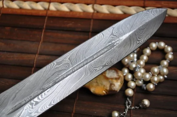 Handmade Damascus Double Edge Mini Sword - Image 3