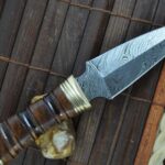 Handmade Damascus Hunting Knife With Double Edge